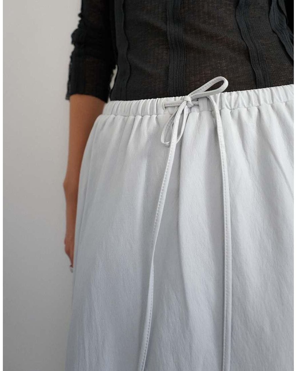 TOPSHOP Gray Faux Leather Tie Waist Slouchy Slim Maxi Skirt