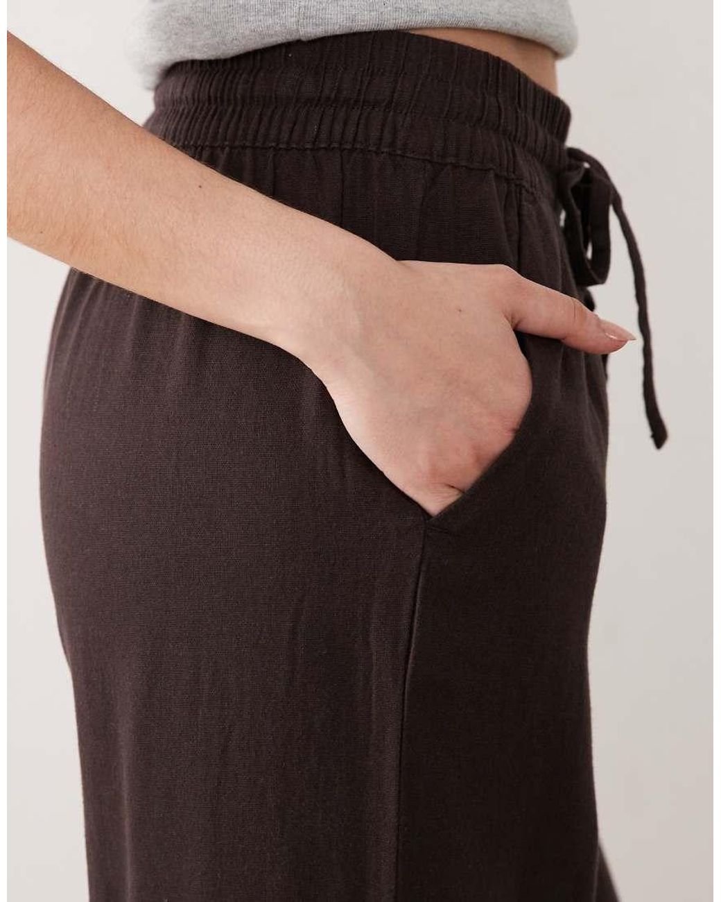 Jdy Natural Wide Leg Linen Blend Pants