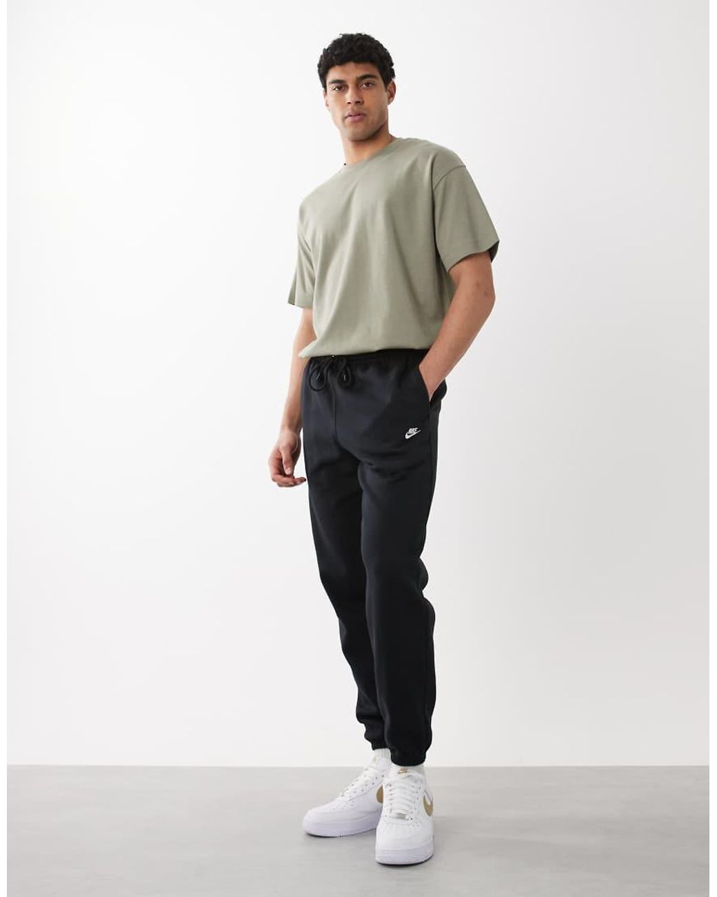 Nike White Club Cuffed Fleece Joggers for men