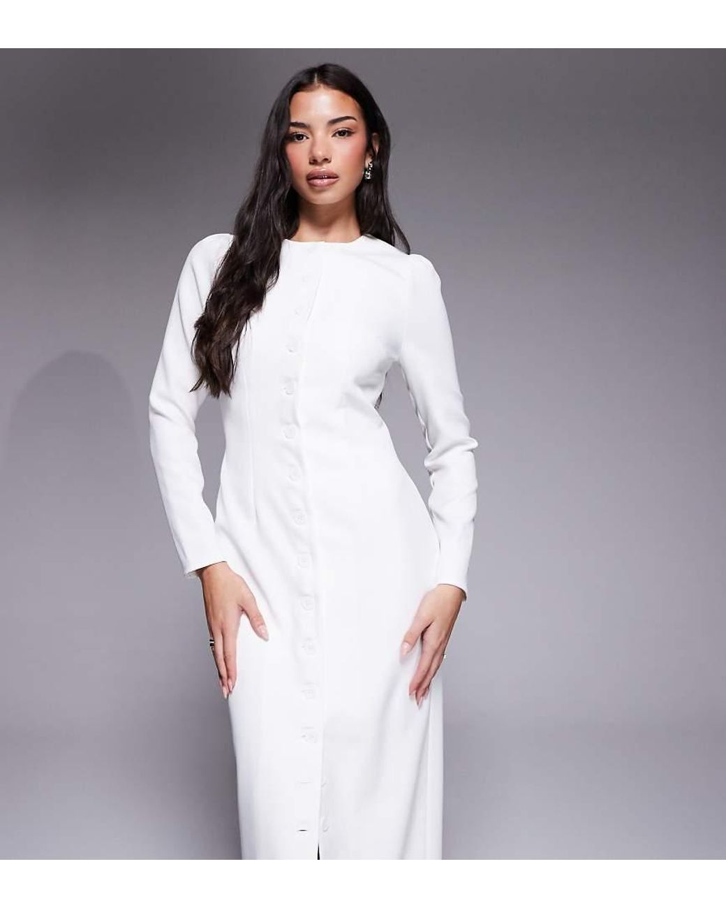 Kaiia Purple Exclusive Tailored Long Sleeve Button Up Maxi Dress