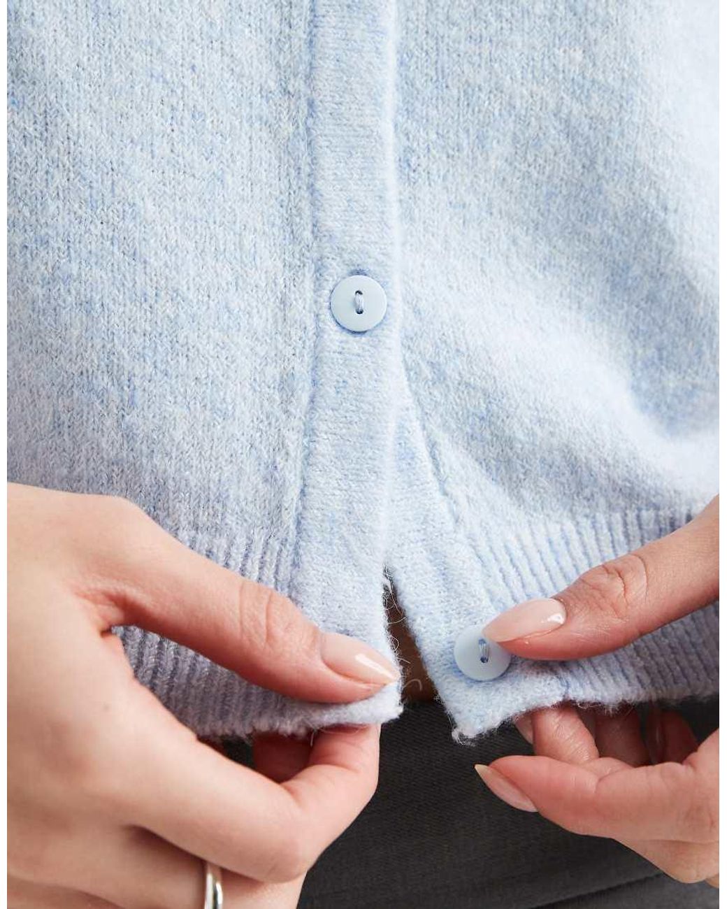 Vero Moda Blue Round Neck Knit Short Sleeve Cardigan