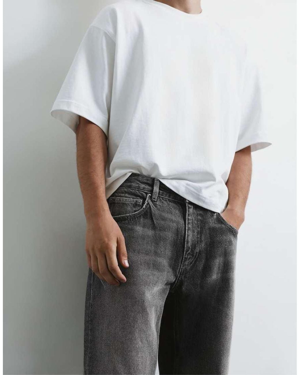 Pull&Bear White Straight-leg Jeans for men