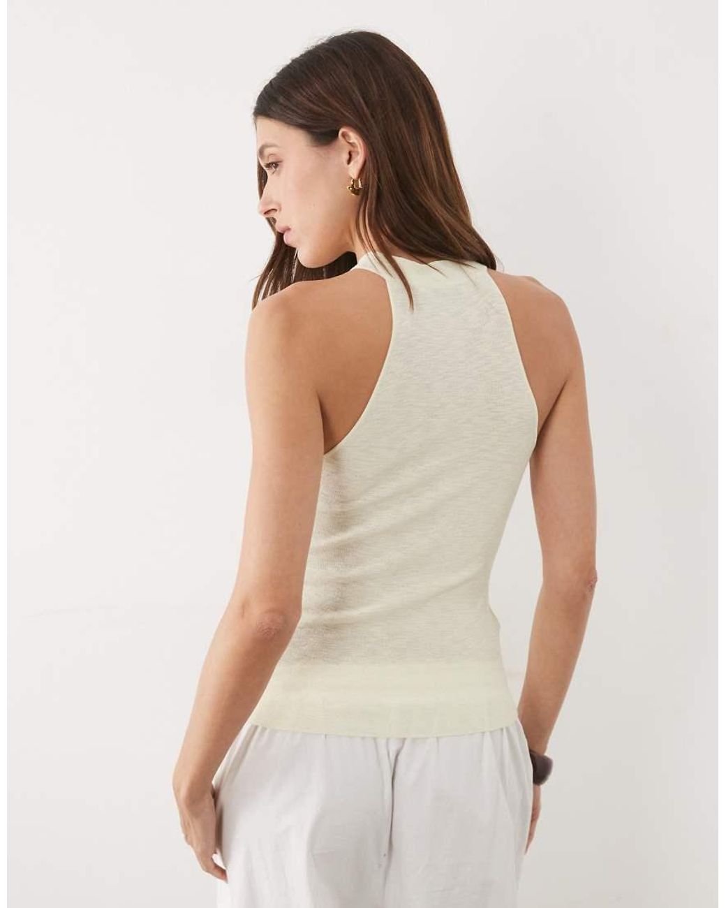 Mango Natural Knitted Button Detail Sleeveless Top