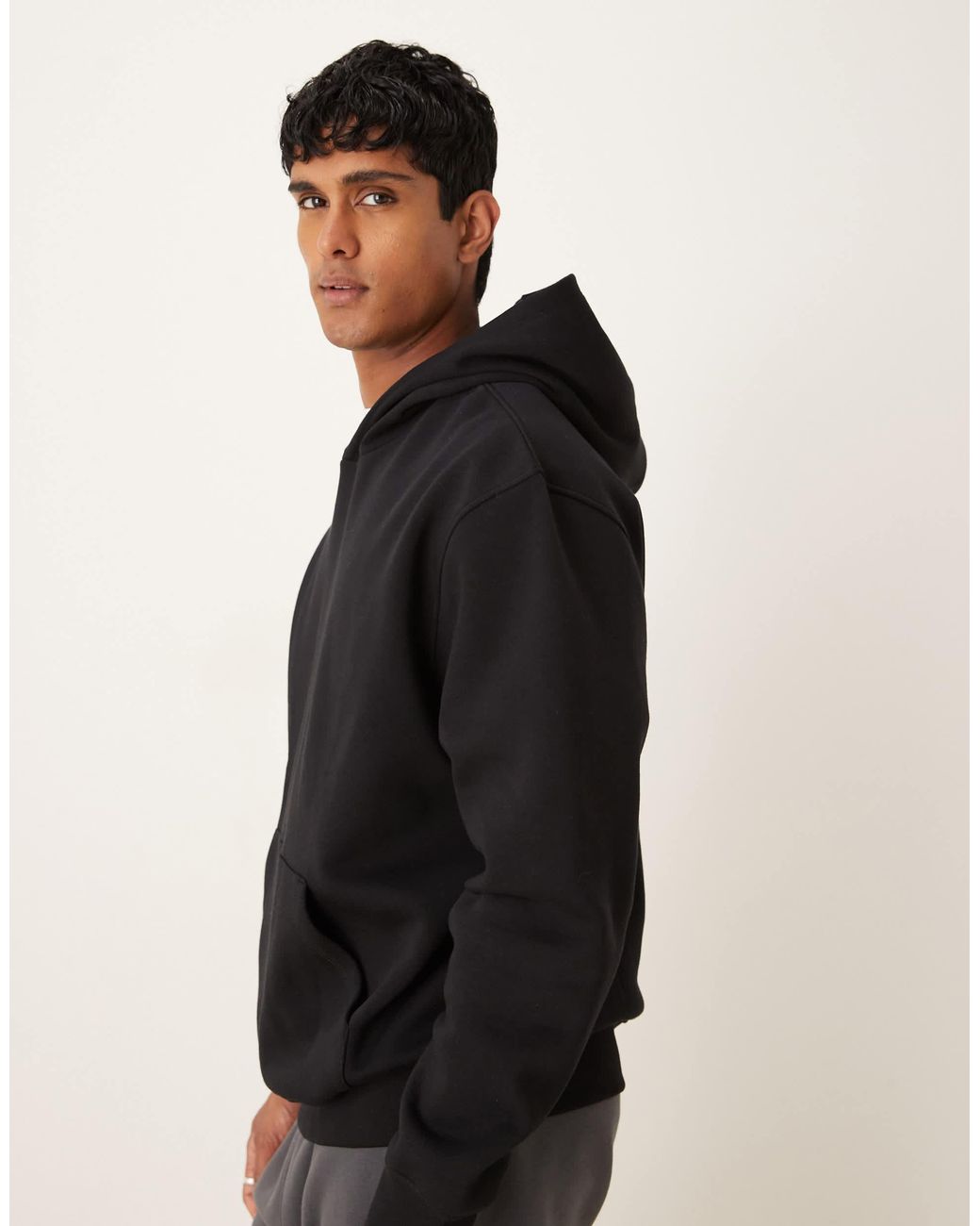 ASOS Black Essentials Relaxed Fit Hoodie for men