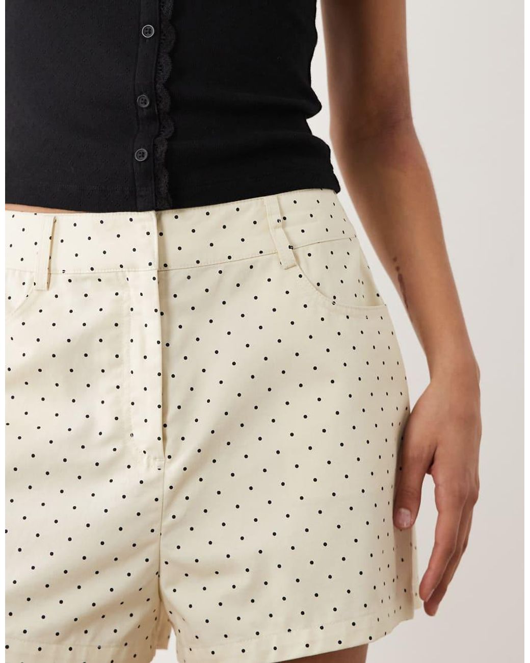 Mango Natural Dots 100% Cotton Denim Shorts
