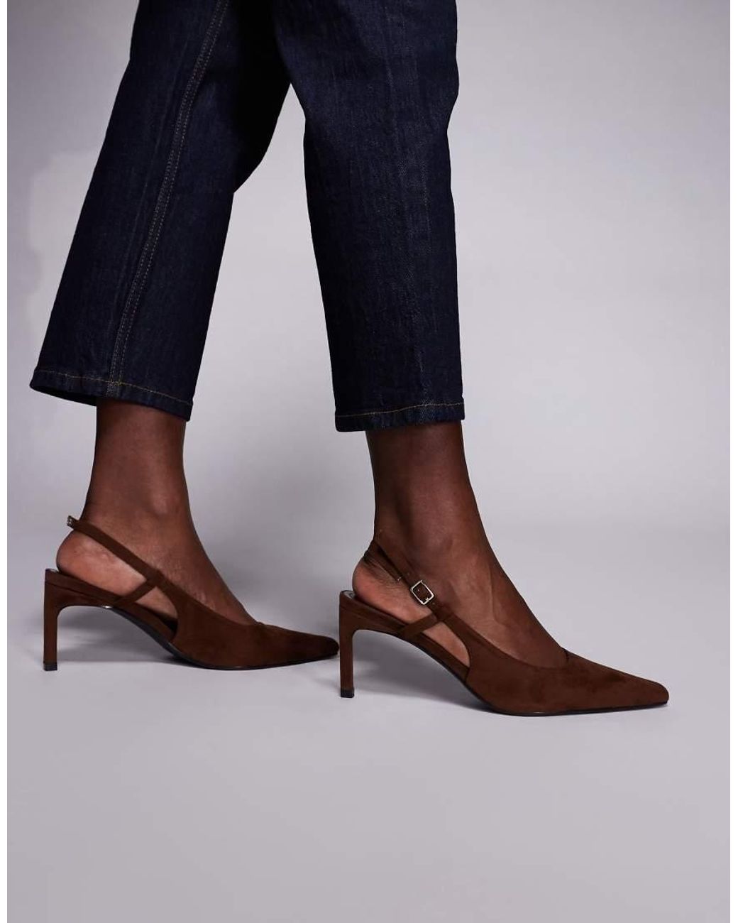 Public Desire Blue Salsa Sling Back Kitten Heels