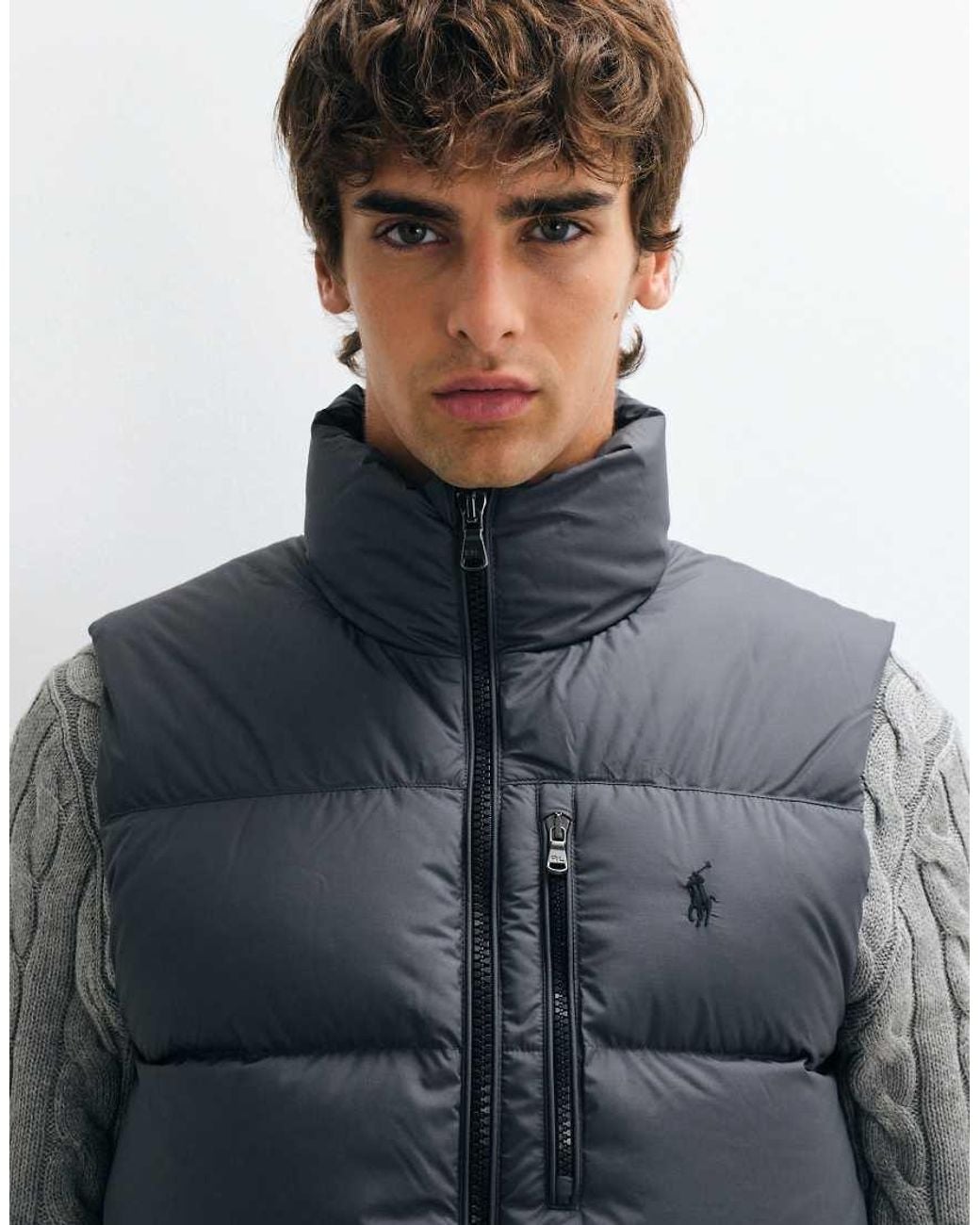 Polo Ralph Lauren Gray Gorham Icon Logo Insulated Down Puffer Vest for men