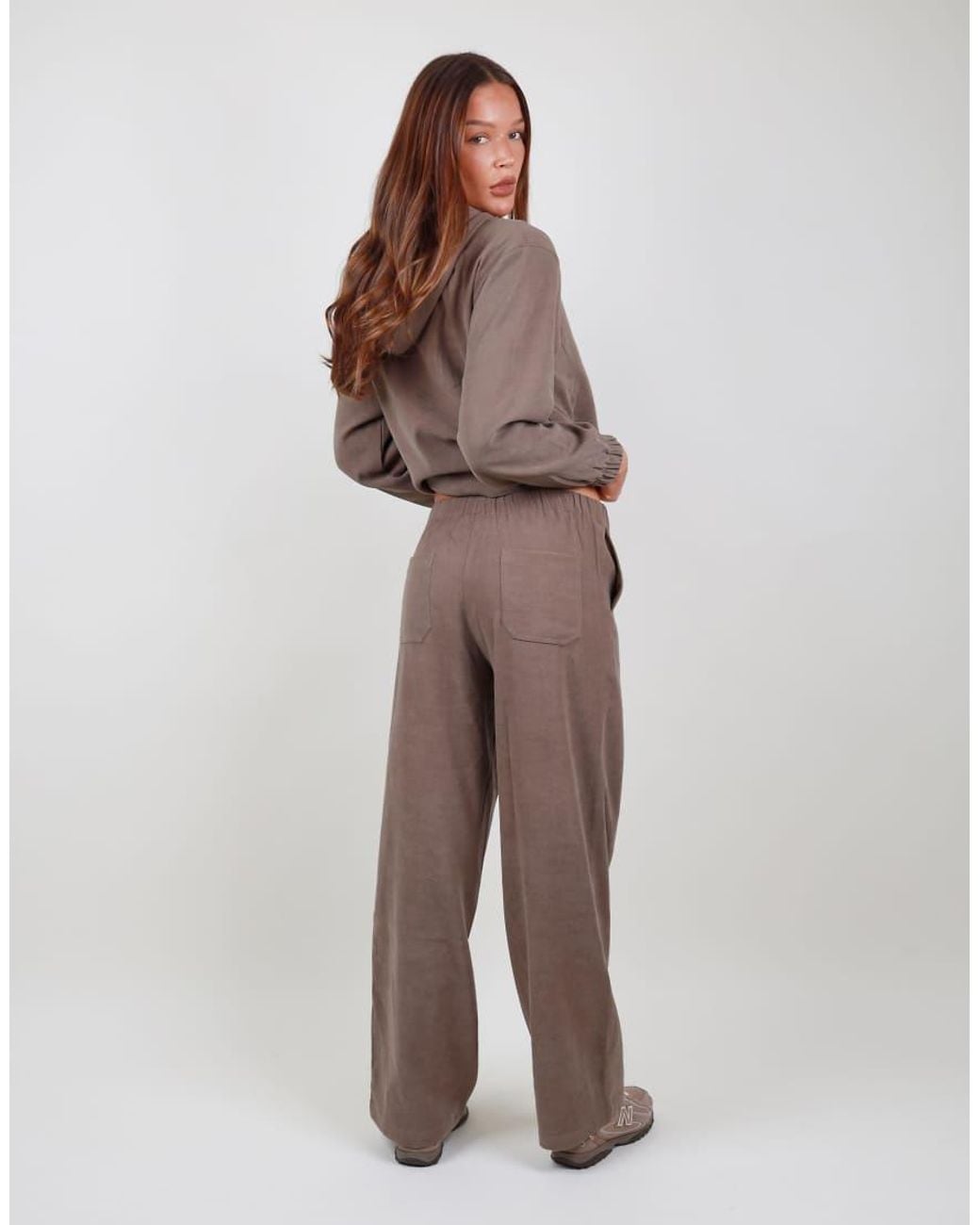 SIMMI Brown Suede Straight Leg Joggers