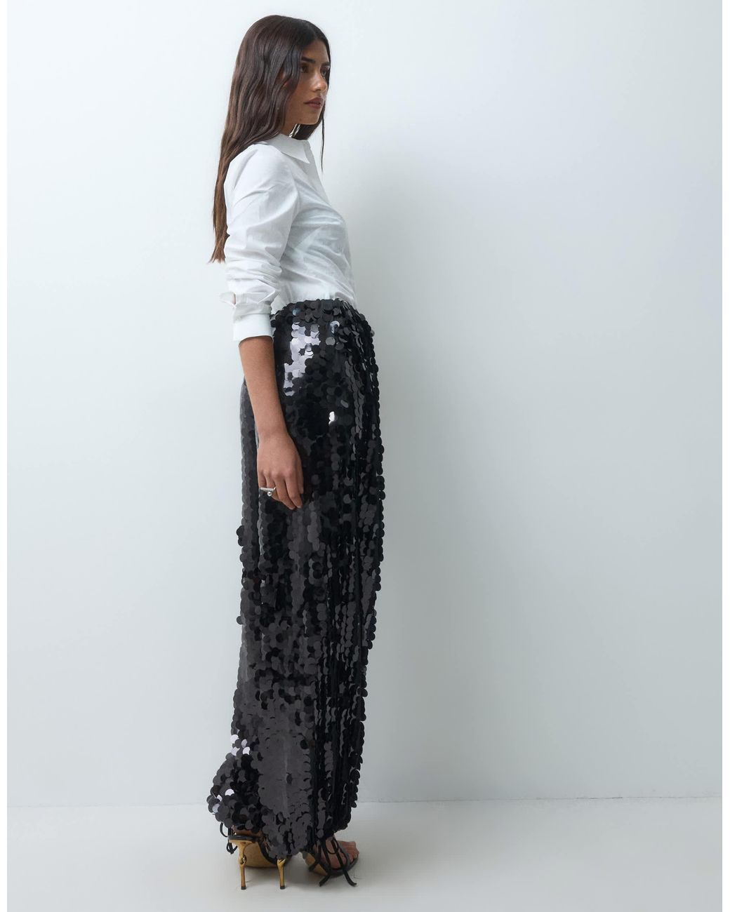 Never Fully Dressed Gray Disc Sequin Elasticated Waist Balloon Trouser