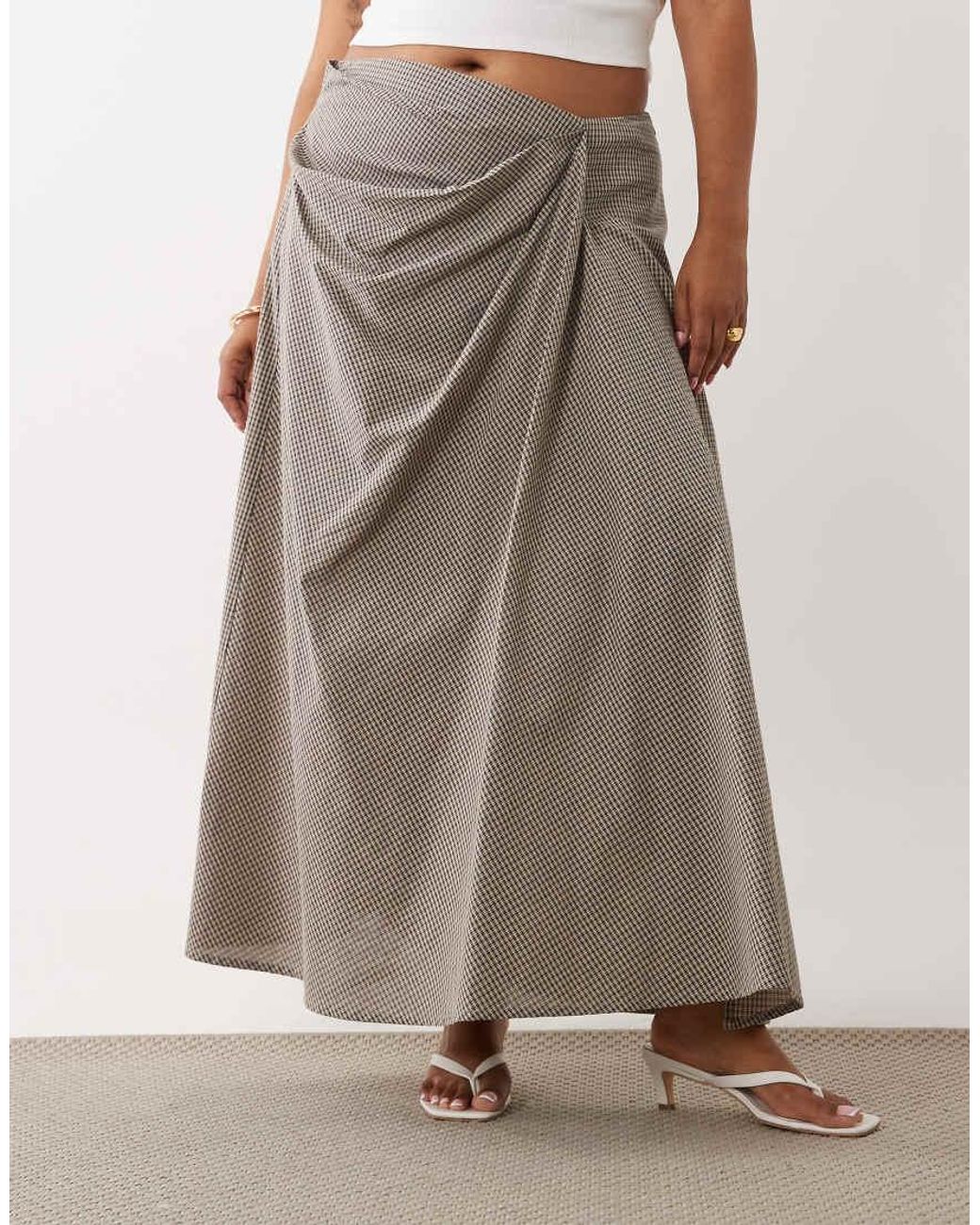 ASOS Multicolor Asos Design Curve Hitch Detail Volume Check Midi Skirt