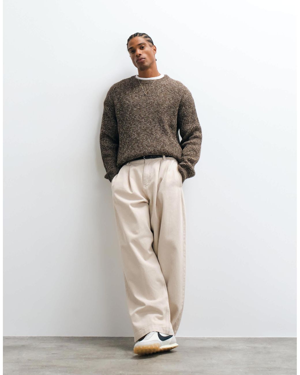 SELECTED Brown Knit Sweater for men