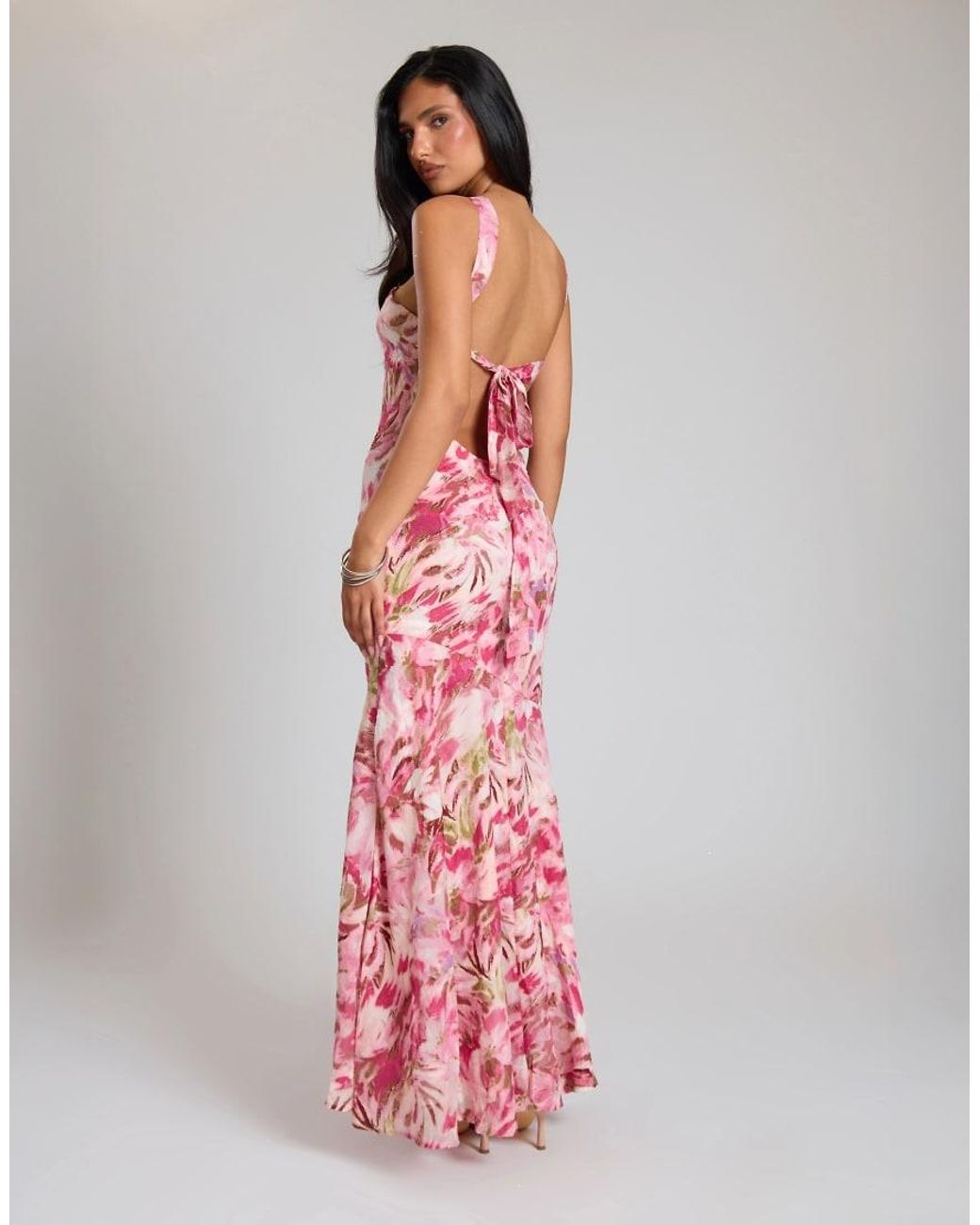 Missy Empire Pink Textured Floral Floaty Midi Dress