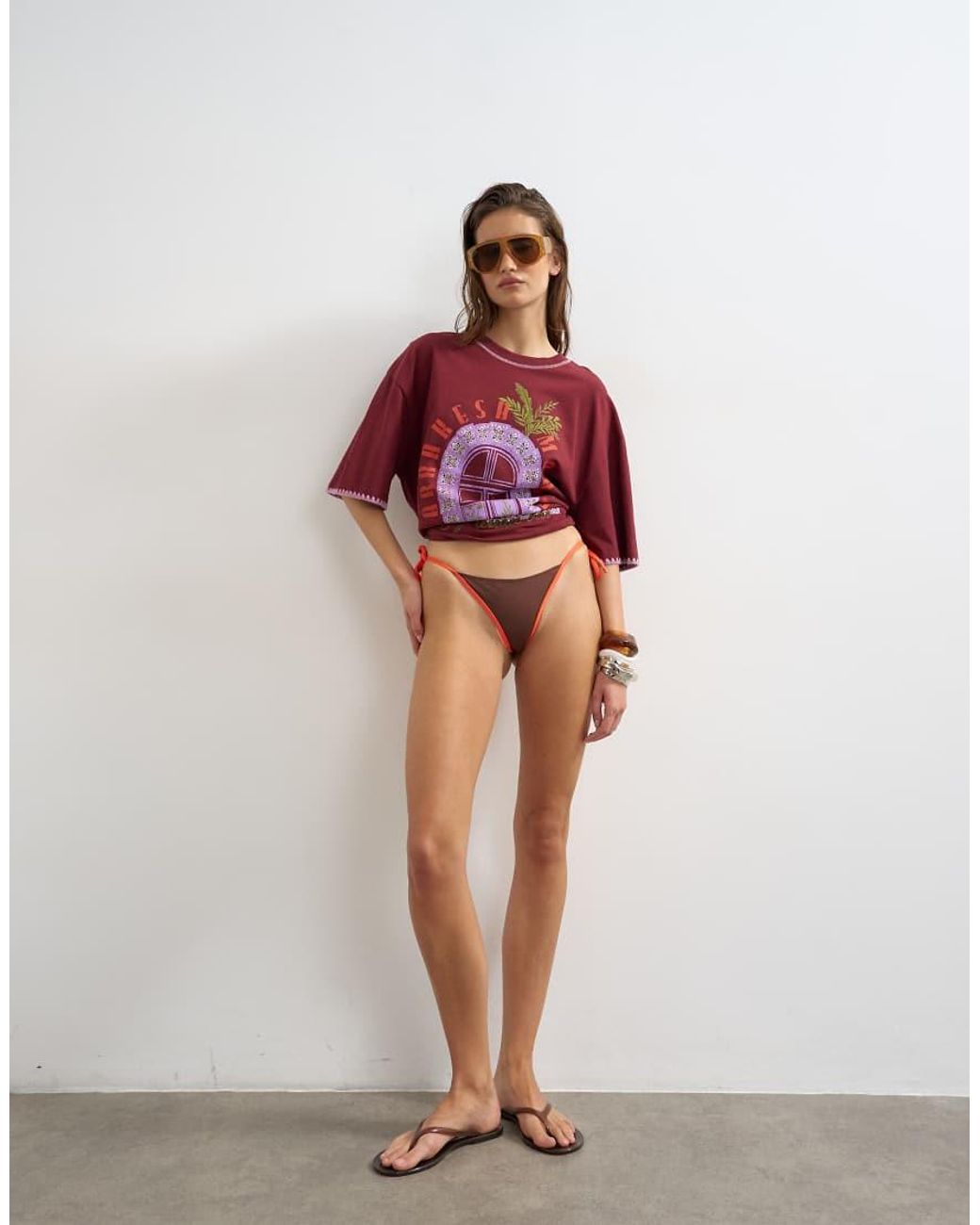 TOPSHOP Red Ibiza Thong Bikini Bottom