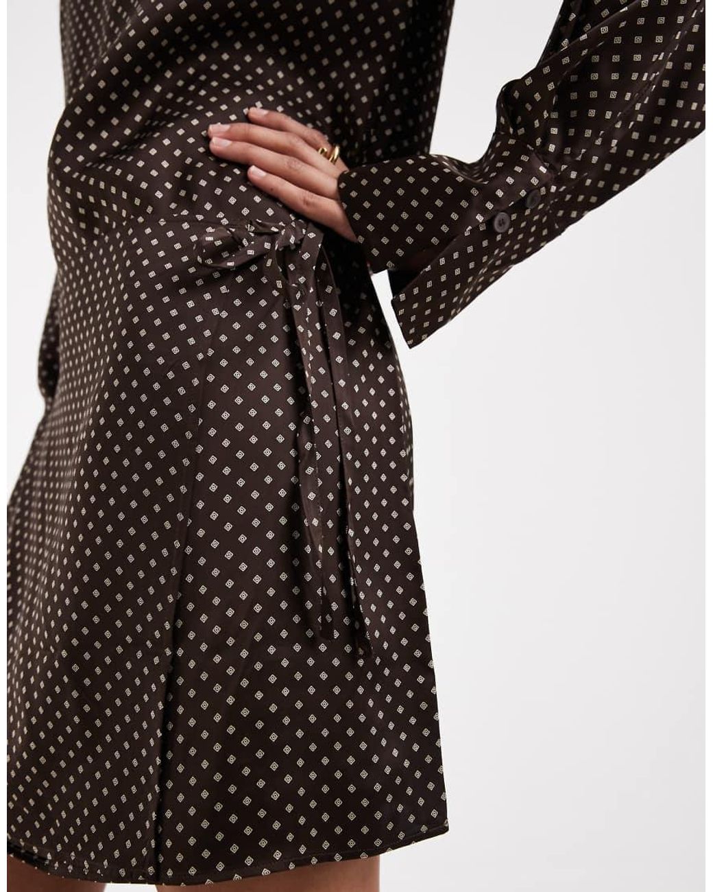 & Other Stories White Long Sleeve Mini Dress With Asymmetric Wrap Skirt Detail