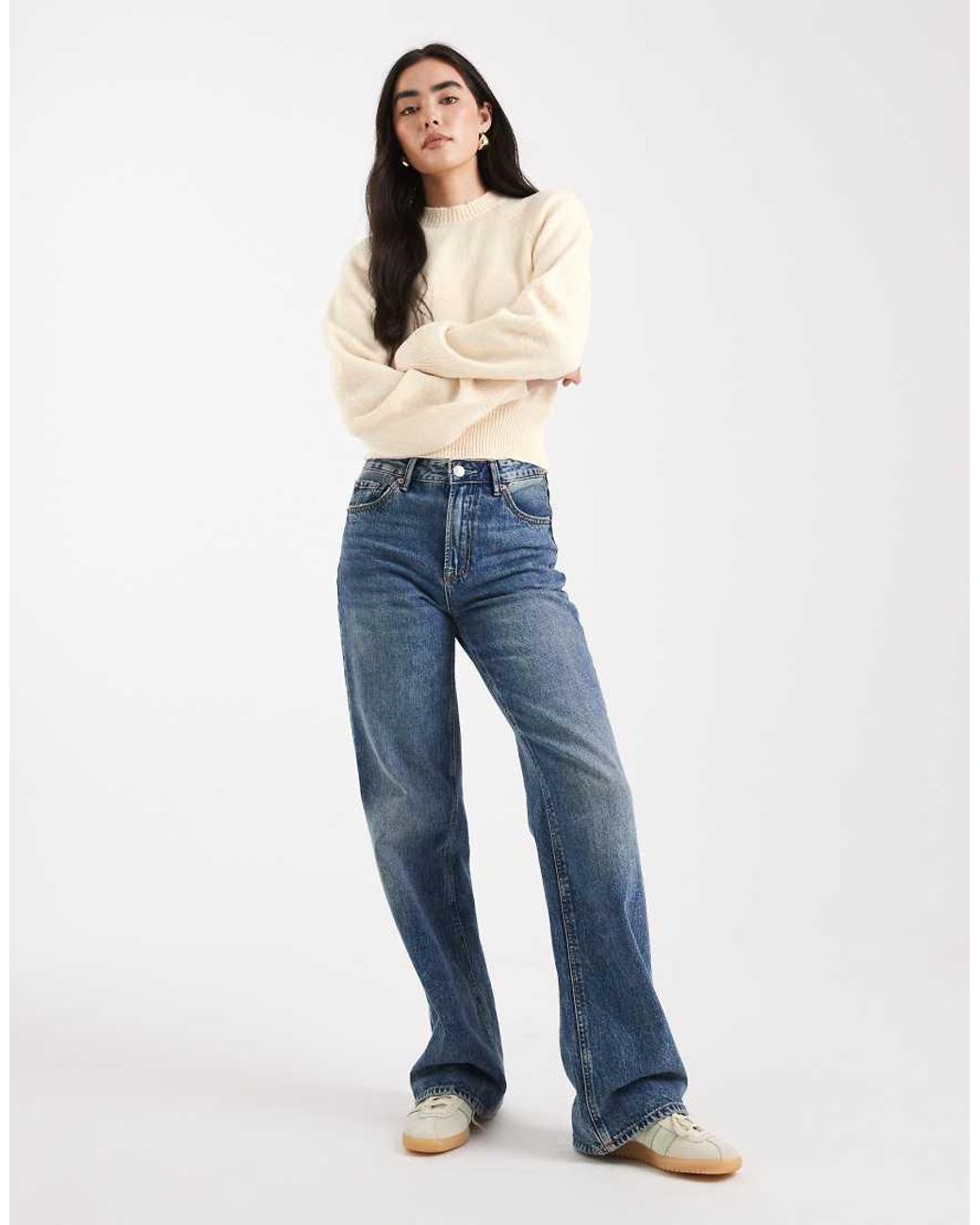 ASOS Blue Crew Neck Sweater With Raglan Detail