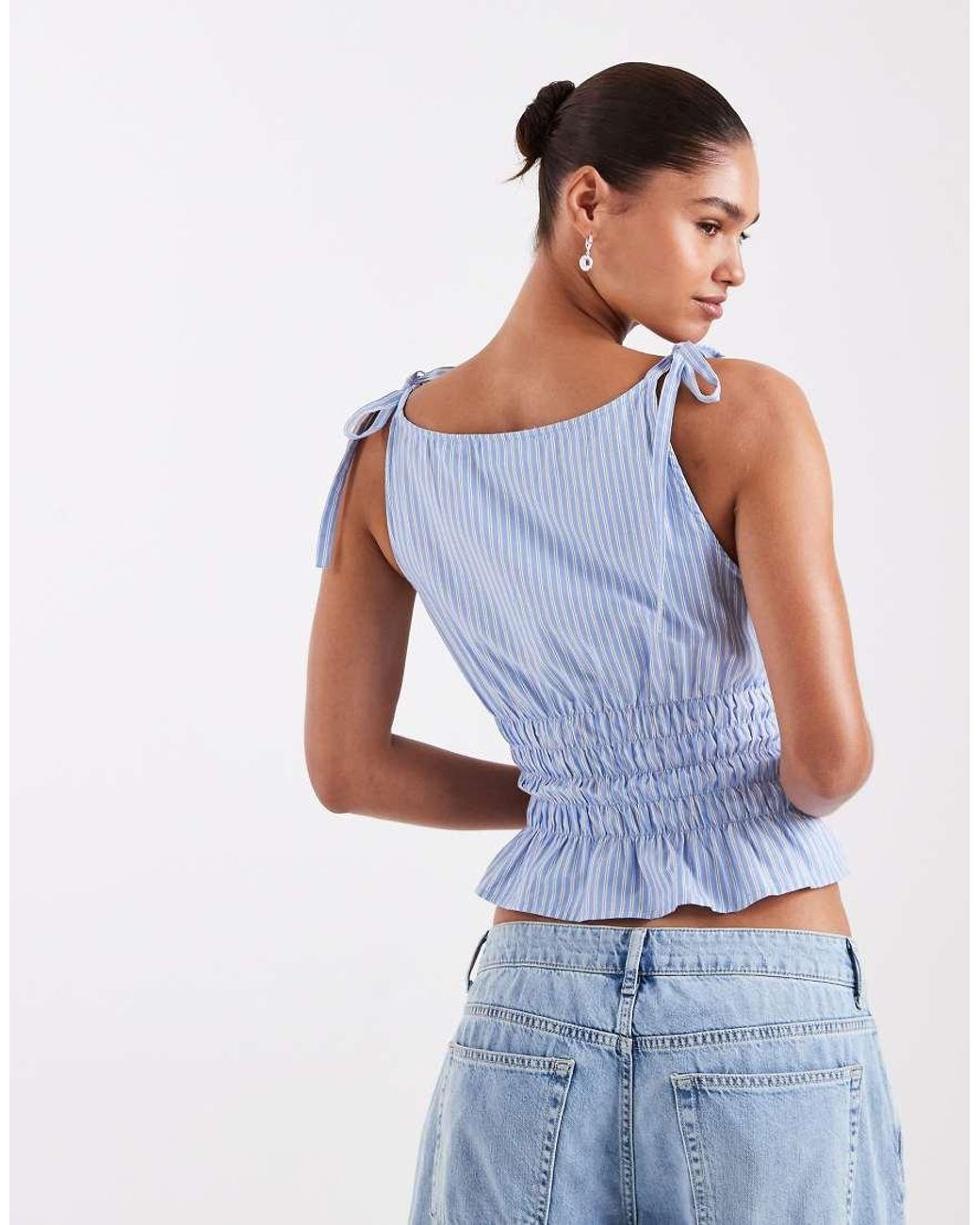 JJXX White Seersucker Striped Top