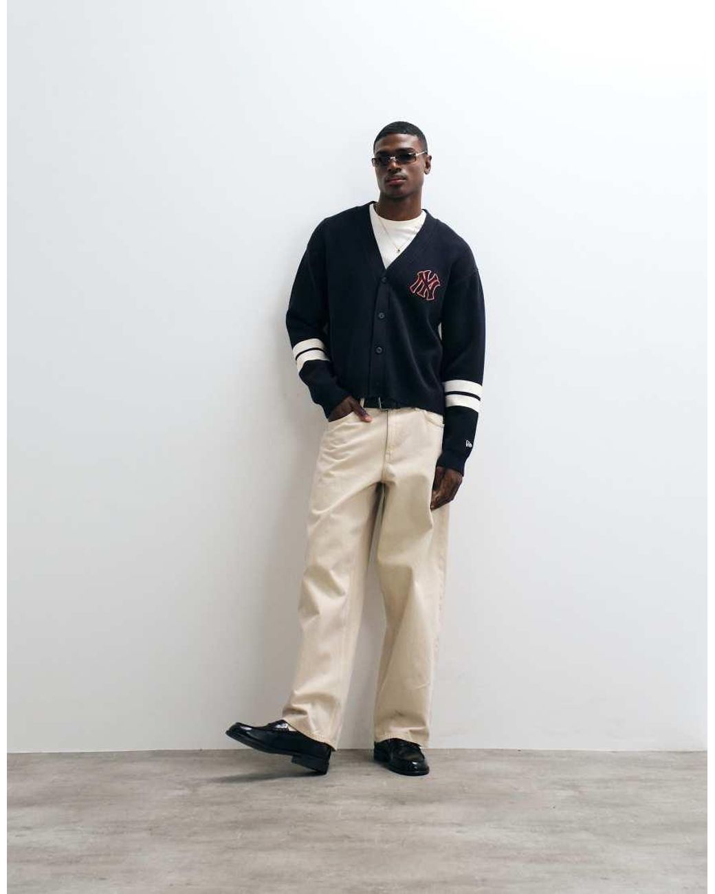 KTZ Blue Ny Yankees Logo Button Up Cardigan for men