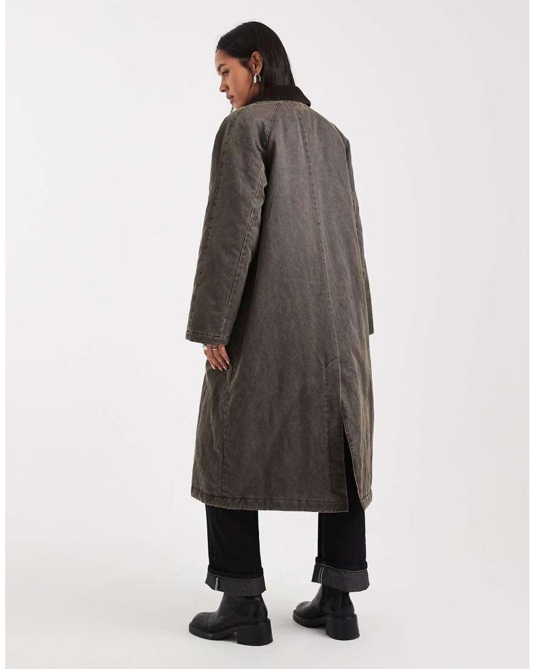 ONLY White Longline Padded Barn Jacket