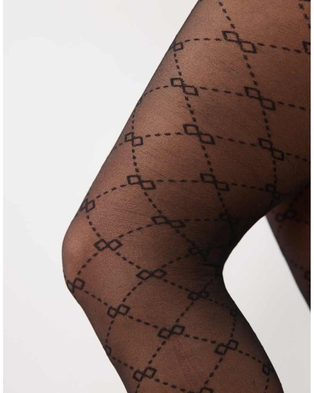 New Look Black Monogram Print Tights