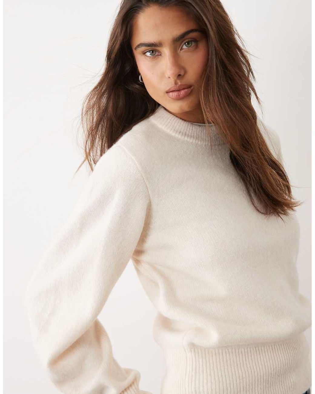 ASOS Natural Waisted Wool-blend Crew Neck Jumper