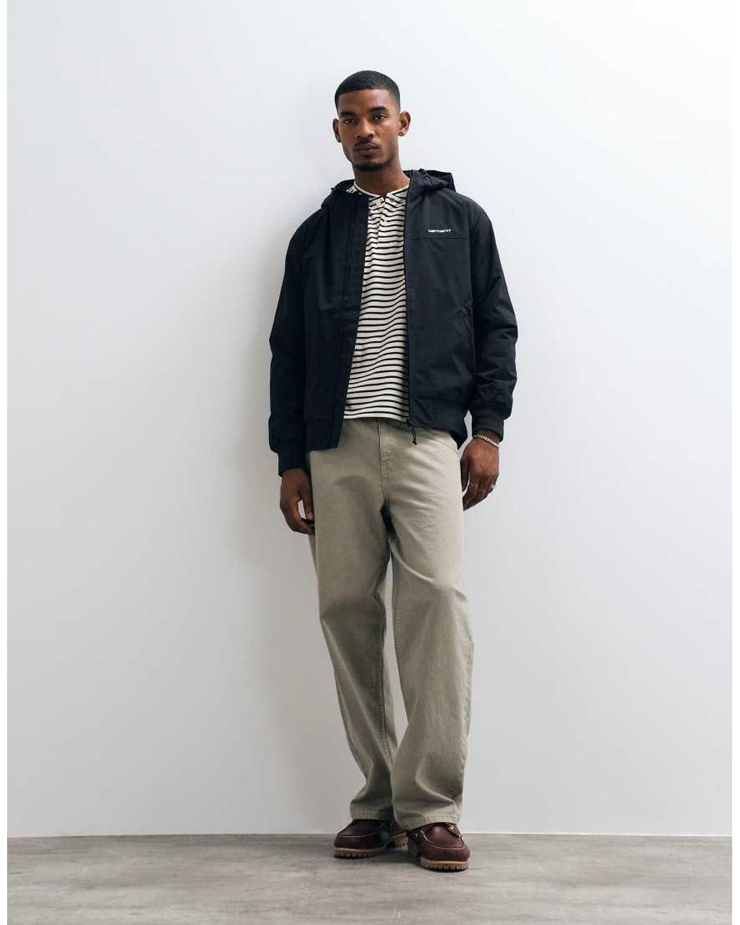 Carhartt Black Zip Through Water Repellent Sail Jacket With Fleece Lining for men