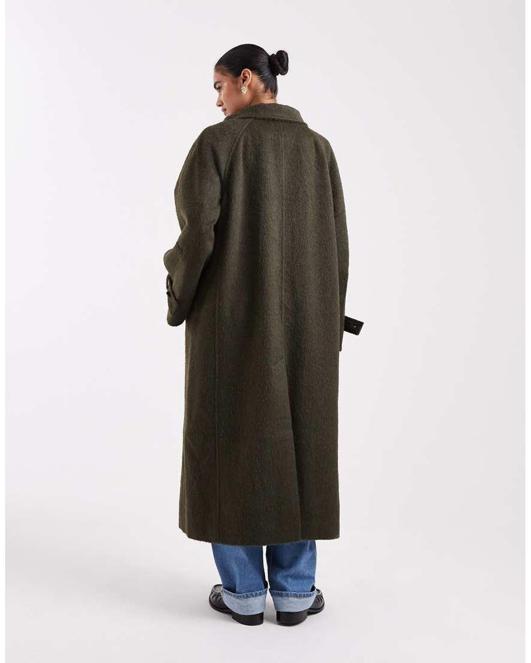 ASOS White Longline Wool Blend Funnel Neck Coat