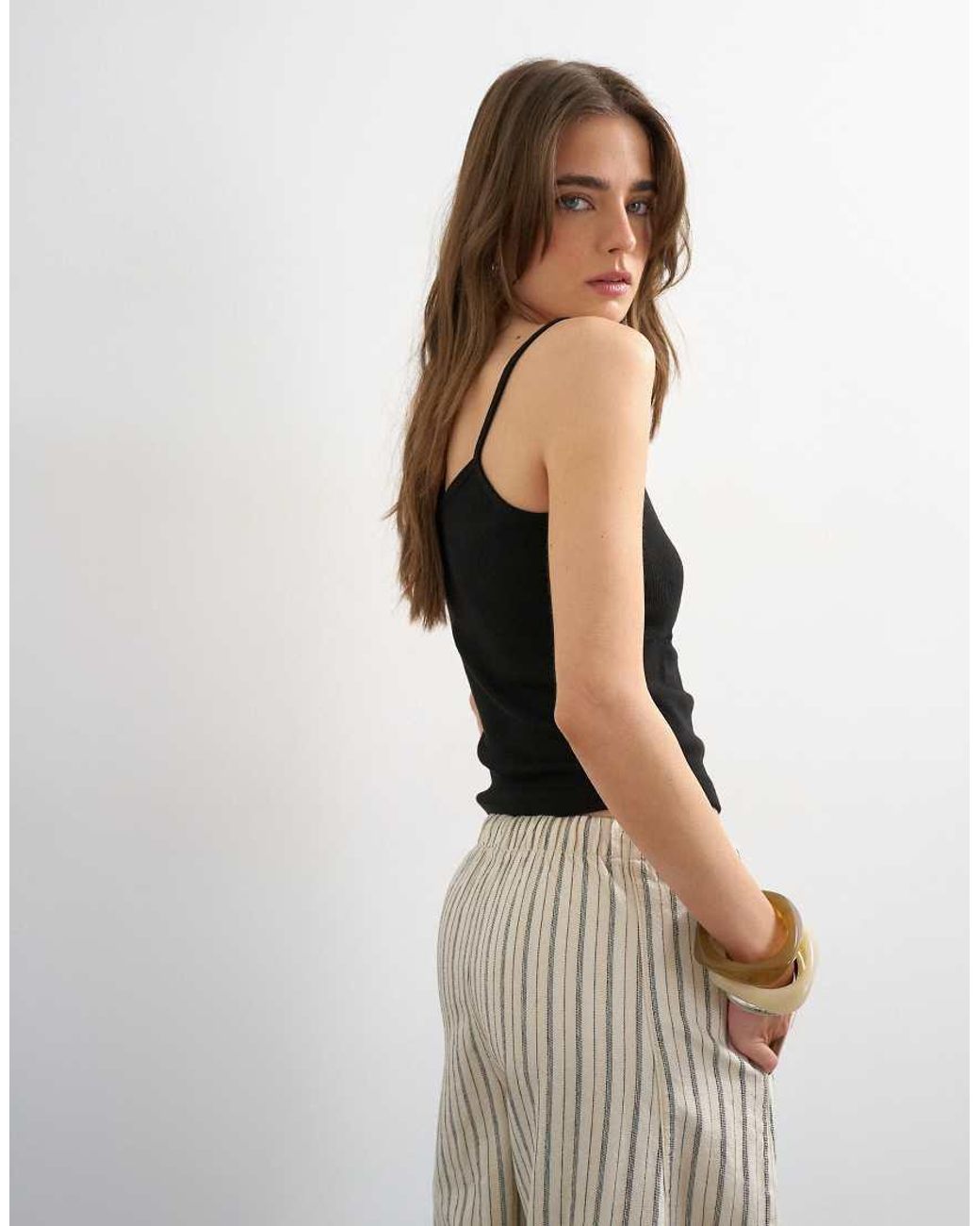 TOPSHOP Black Ribbed Micro Camisole