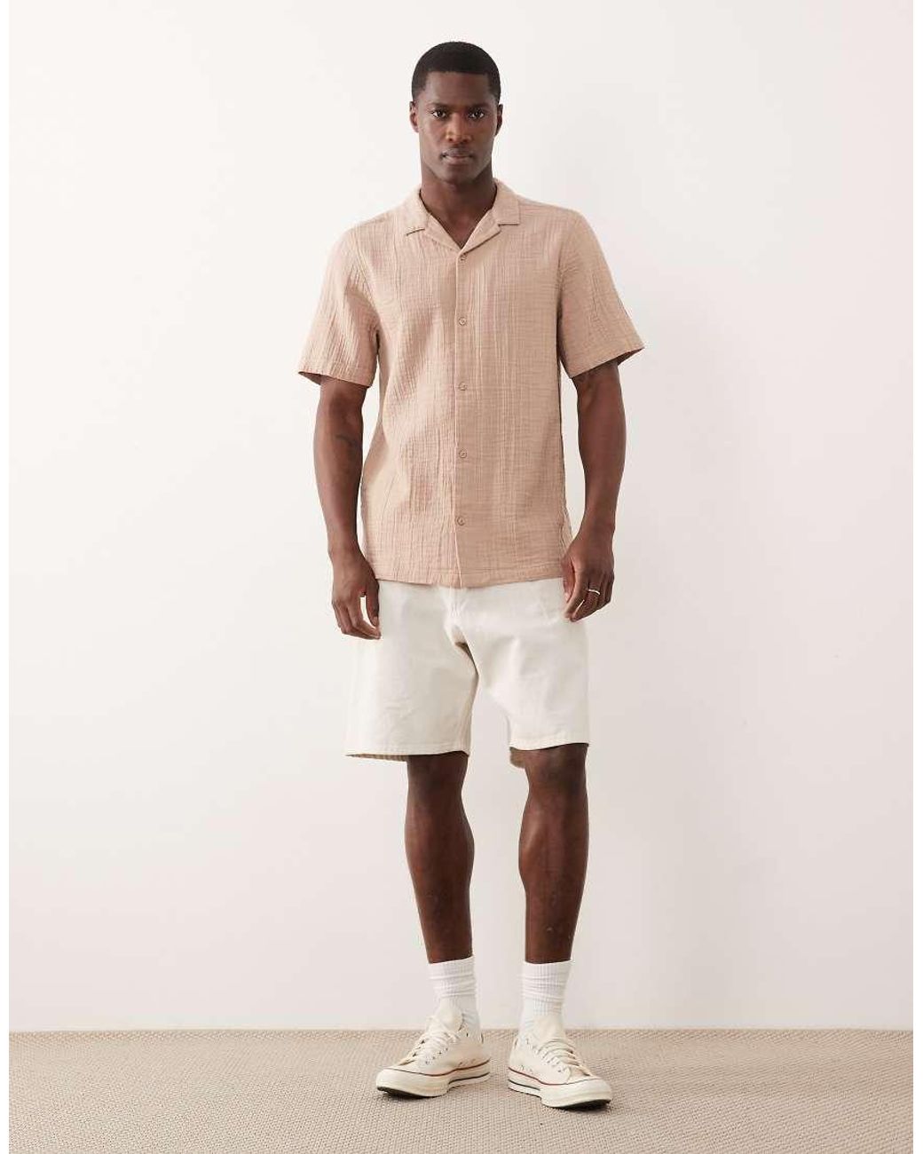 New Look Natural Double Cloth Shirt for men