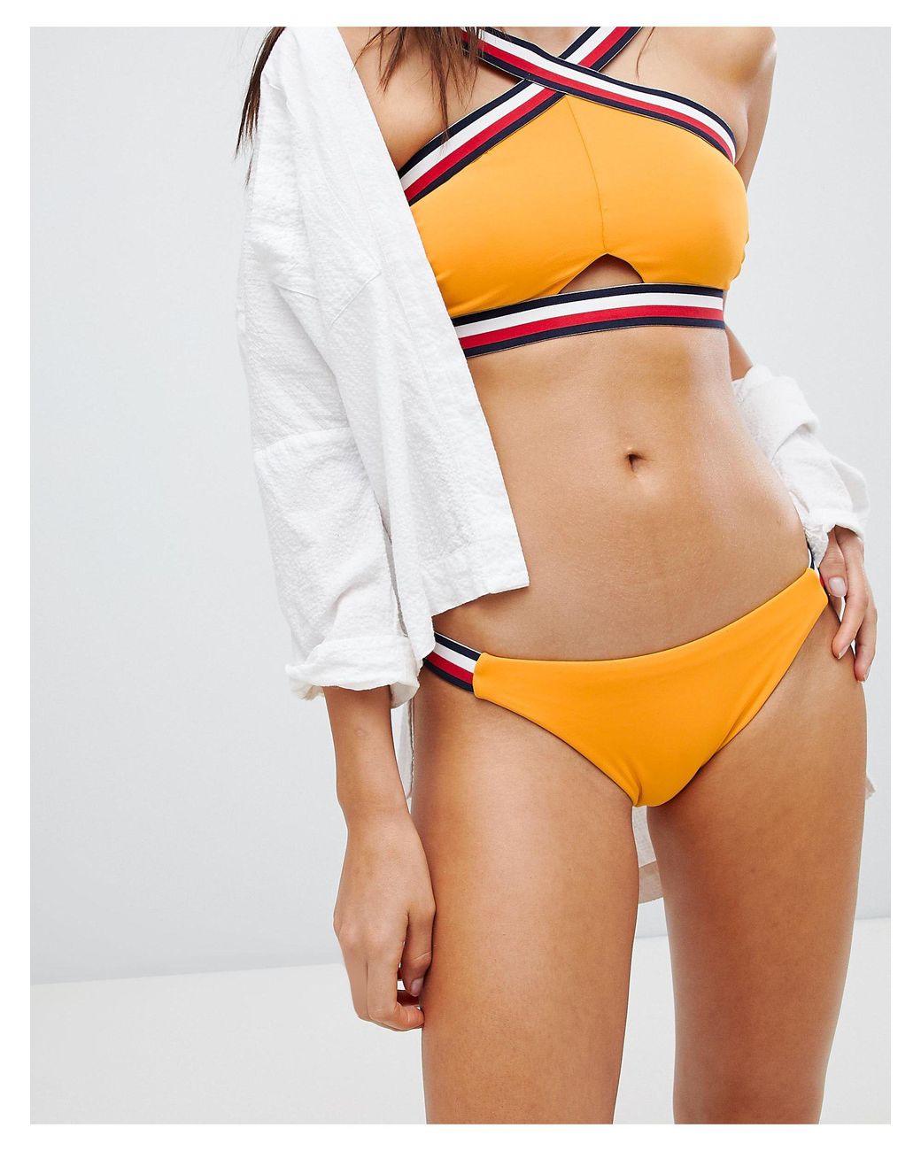 tommy hilfiger yellow crop top