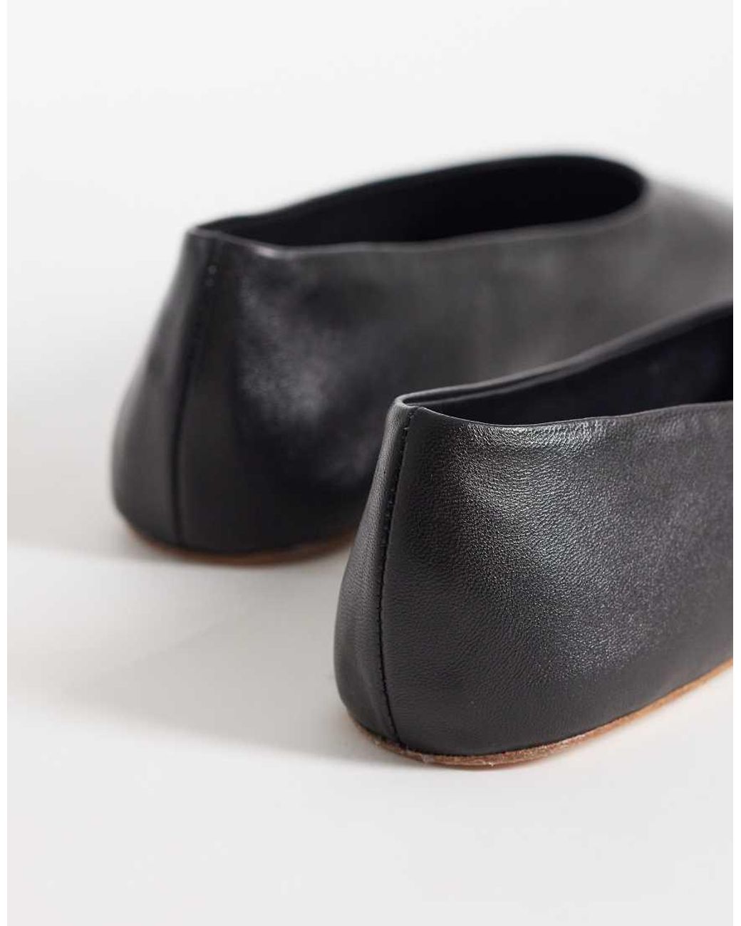 Mango White 100% Leather Ballet Pumps