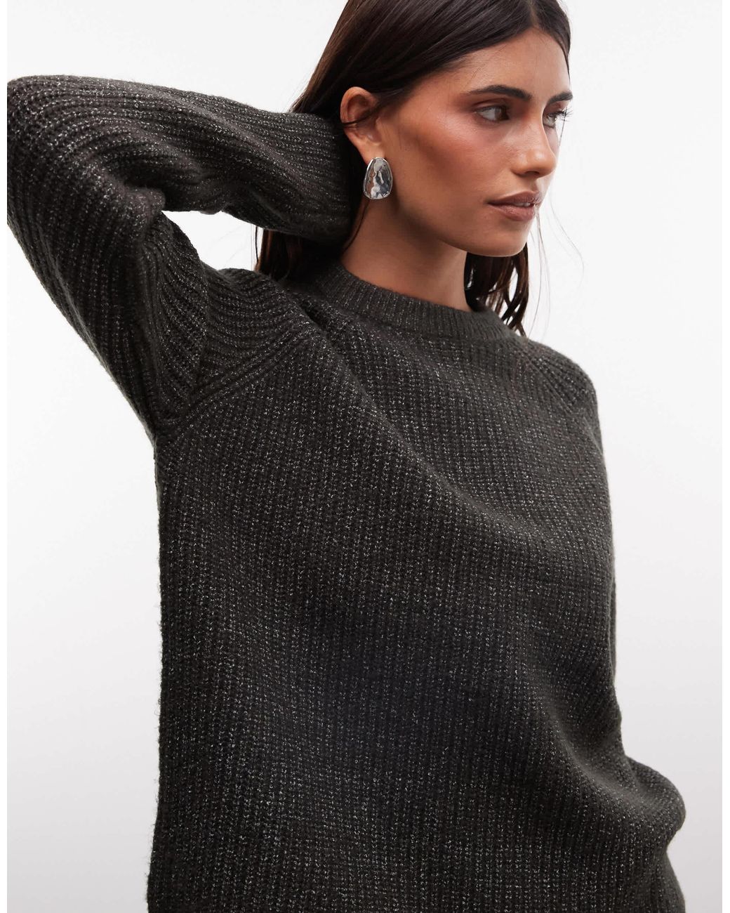 French Connection Black Raglan-strickpullover
