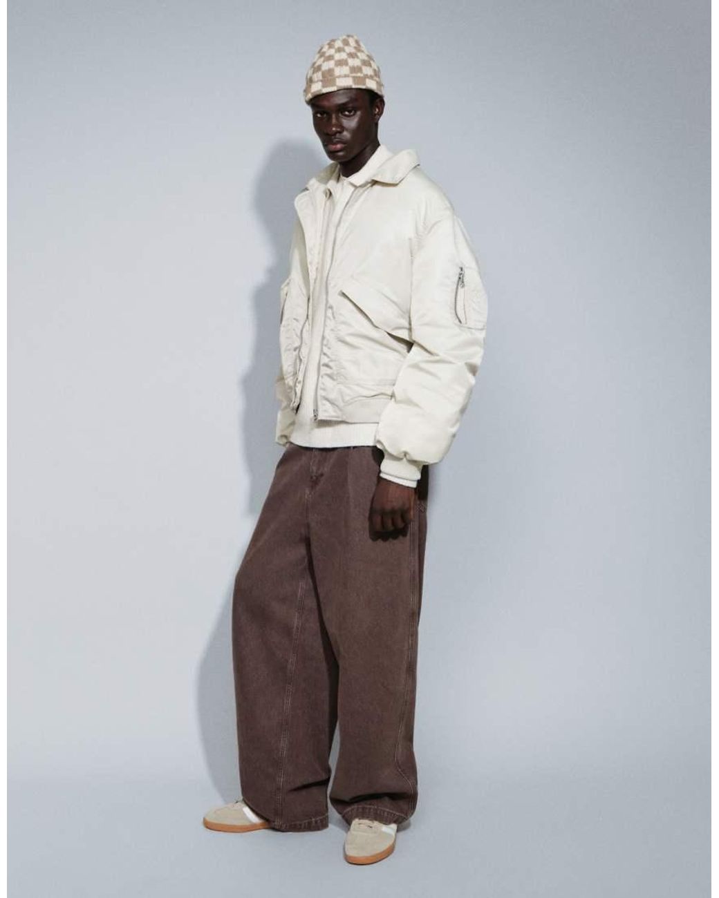 ASOS Gray Oversized Bomber Jacket for men