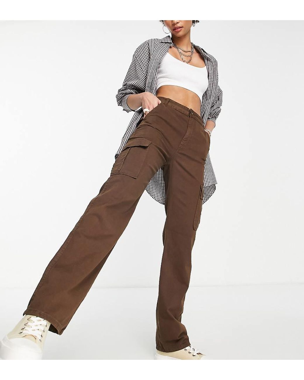 Stradivarius Brown Tall Straight Leg Cargo Trouser