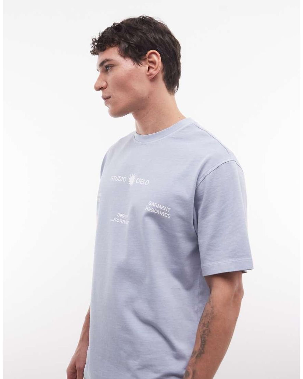 ASOS Blue Heavyweight Relaxed T-shirt With Floral Graphic for men