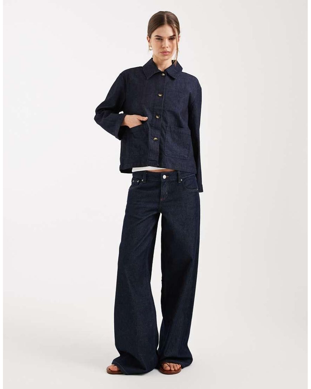 ONLY Blue Pocket Detail Boxy Denim Jacket