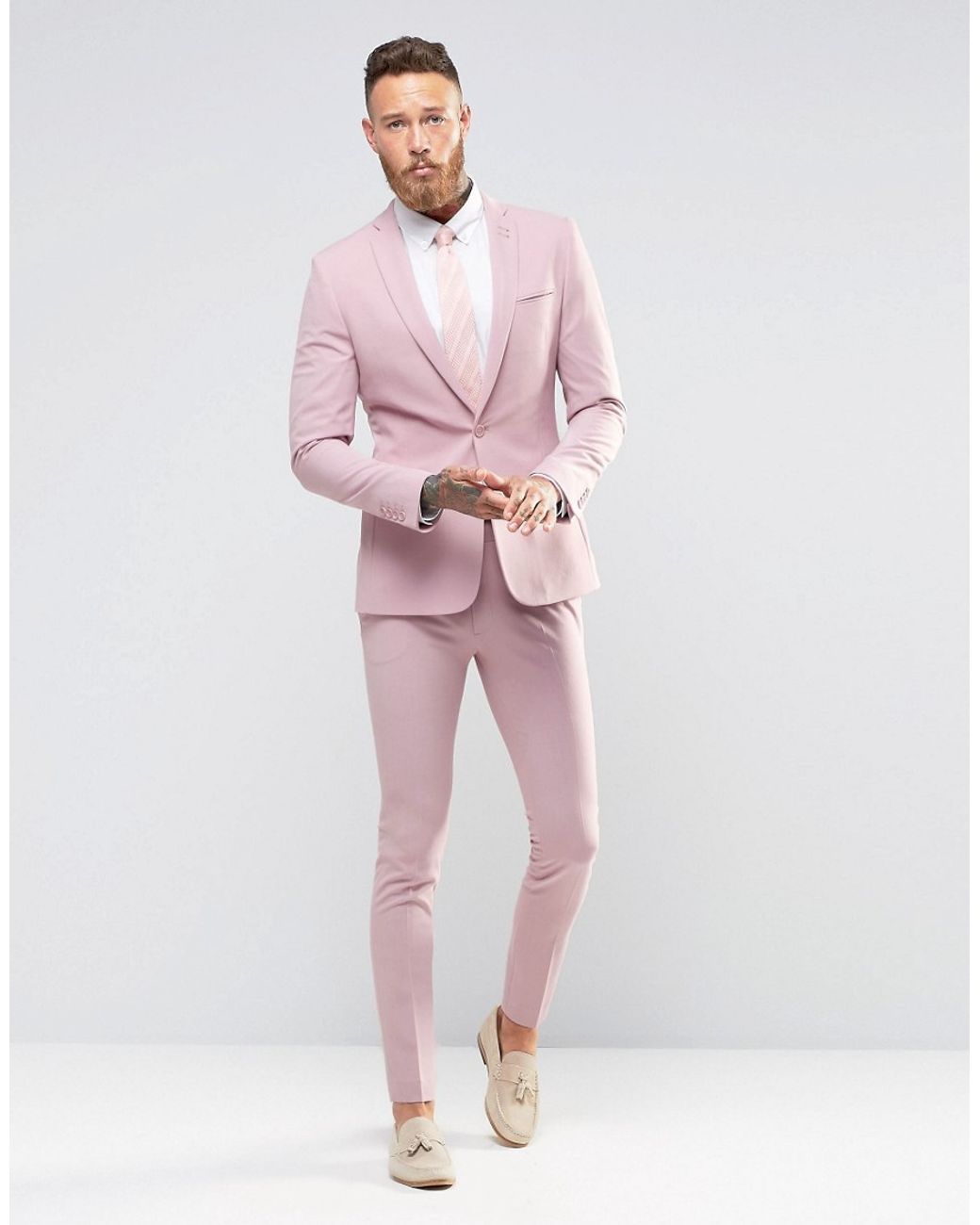 ASOS Super Skinny Prom Suit Pants In Pink for Men