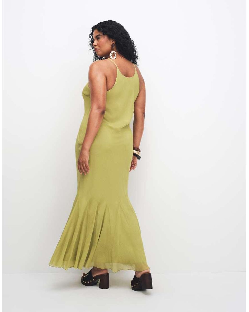 ASOS Green Asos Design Curve Chiffon Sleeveless Maxi Dress With Godet Hem