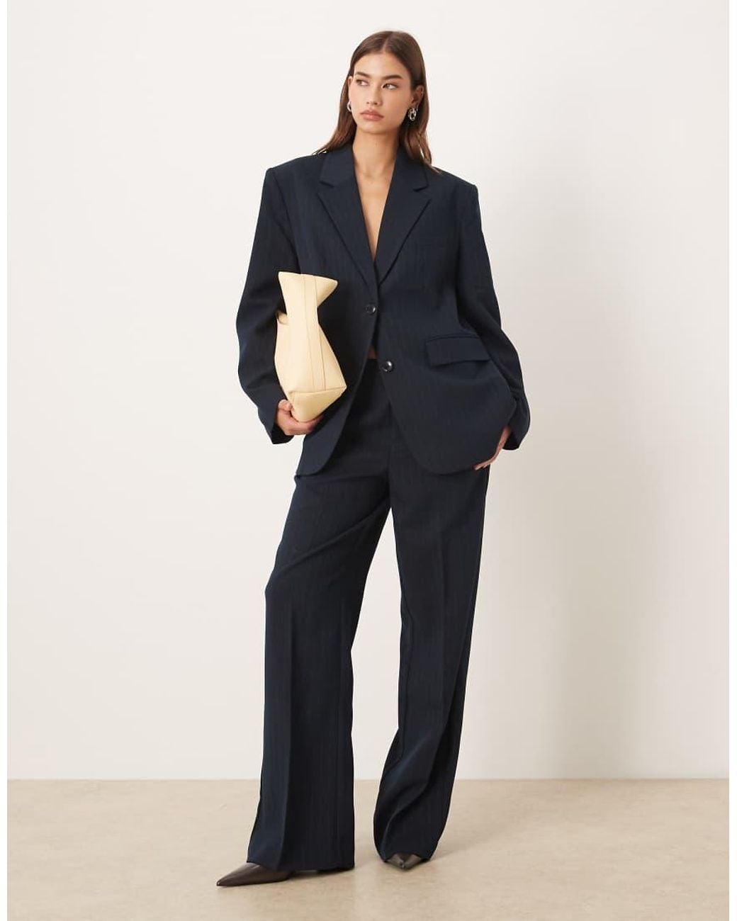 Gina Tricot Blue Co-ord Mid Waist Straight Trousers