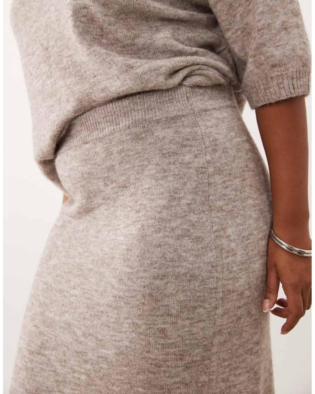 ASOS Brown Asos Design Curve Knitted Midaxi Skirt With Wool Co-Ord
