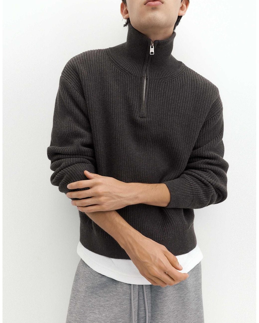 Pull à demi-zip Pull&Bear pour homme en coloris Gray