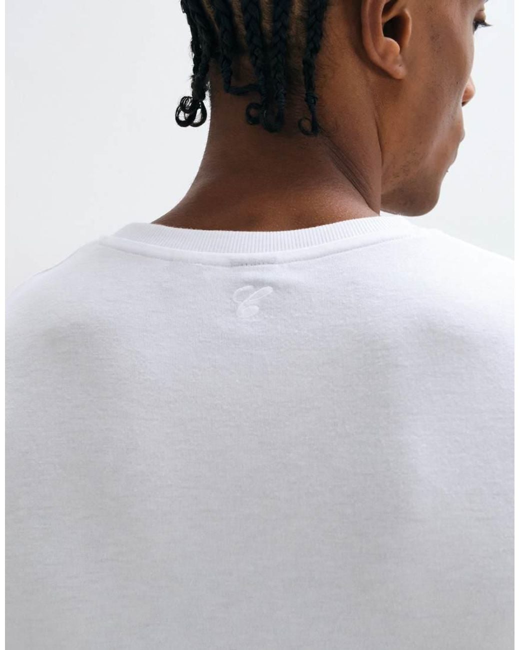 Collusion White Fitted Long Sleeve Muscle T-shirt for men