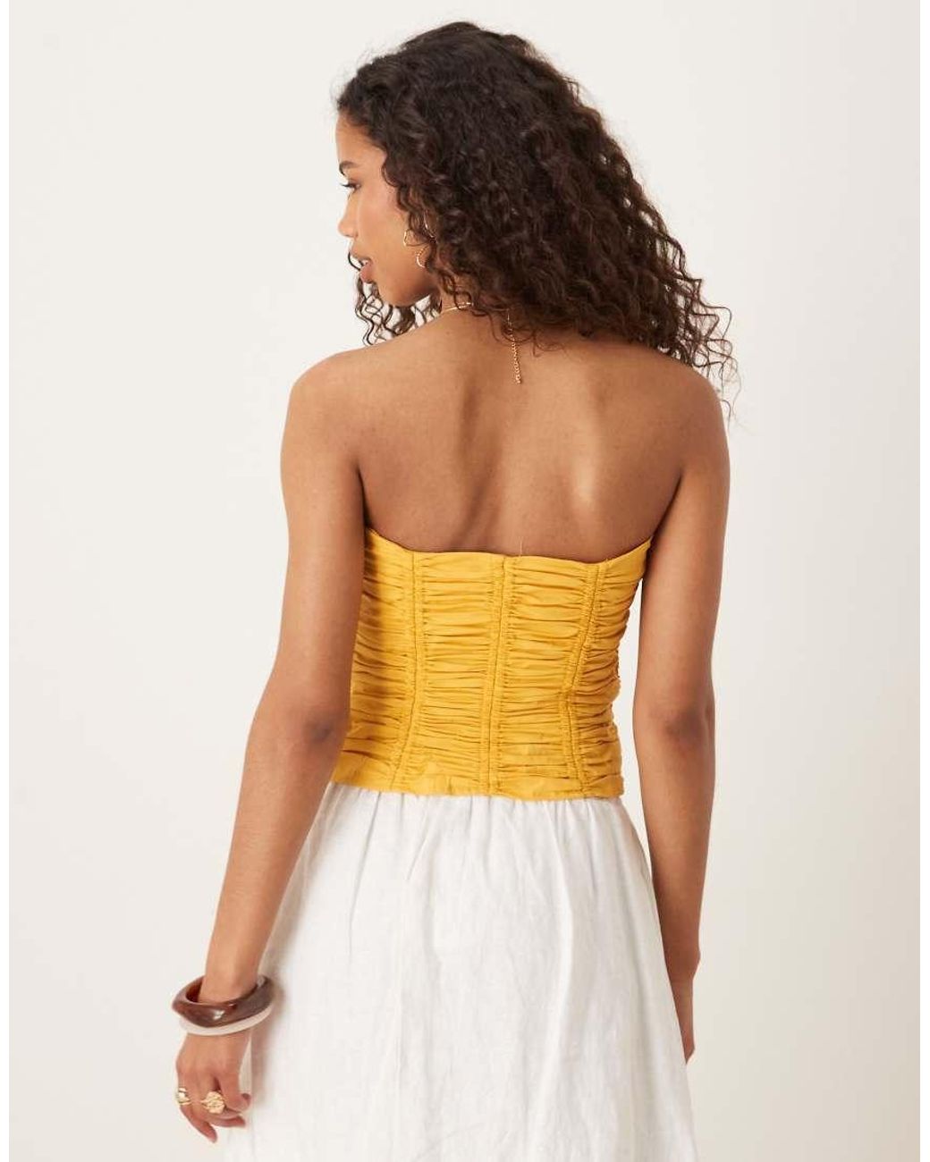 Mango Yellow Ruched Bandeau Top