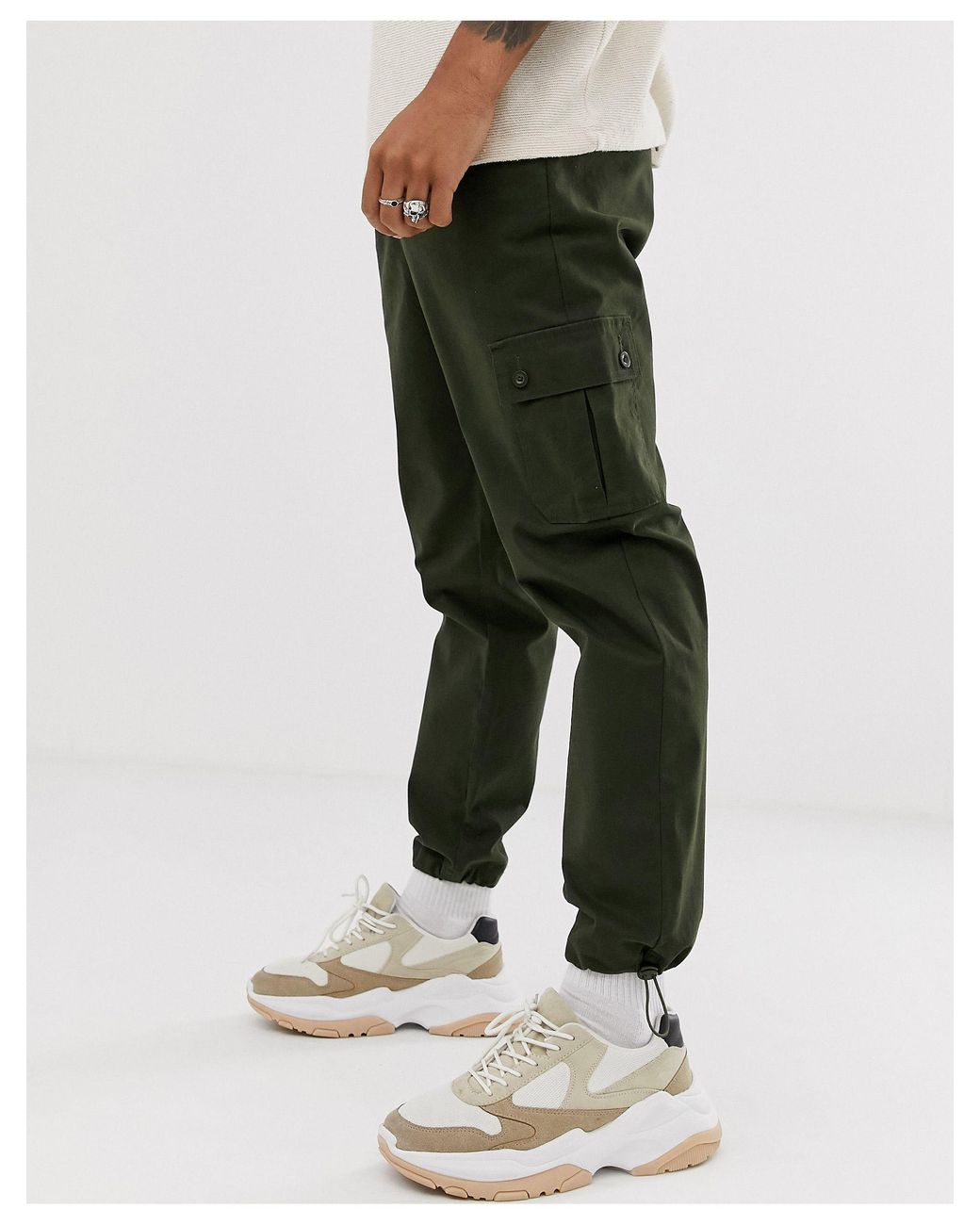 ASOS Cotton Tapered Cargo Trousers With 