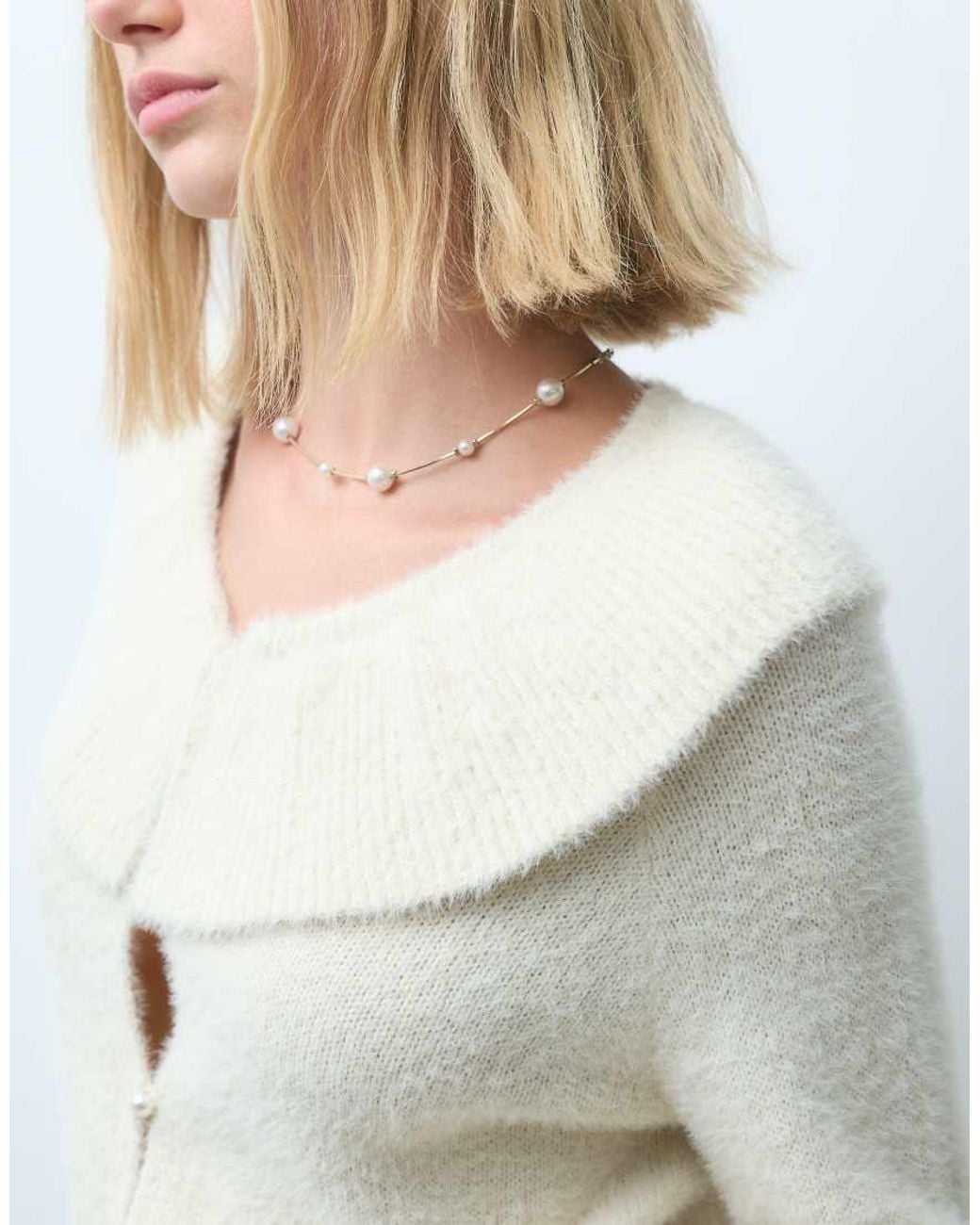 Vero Moda Gray Ruffle Trim Soft Fluffy Knitted Cardigan