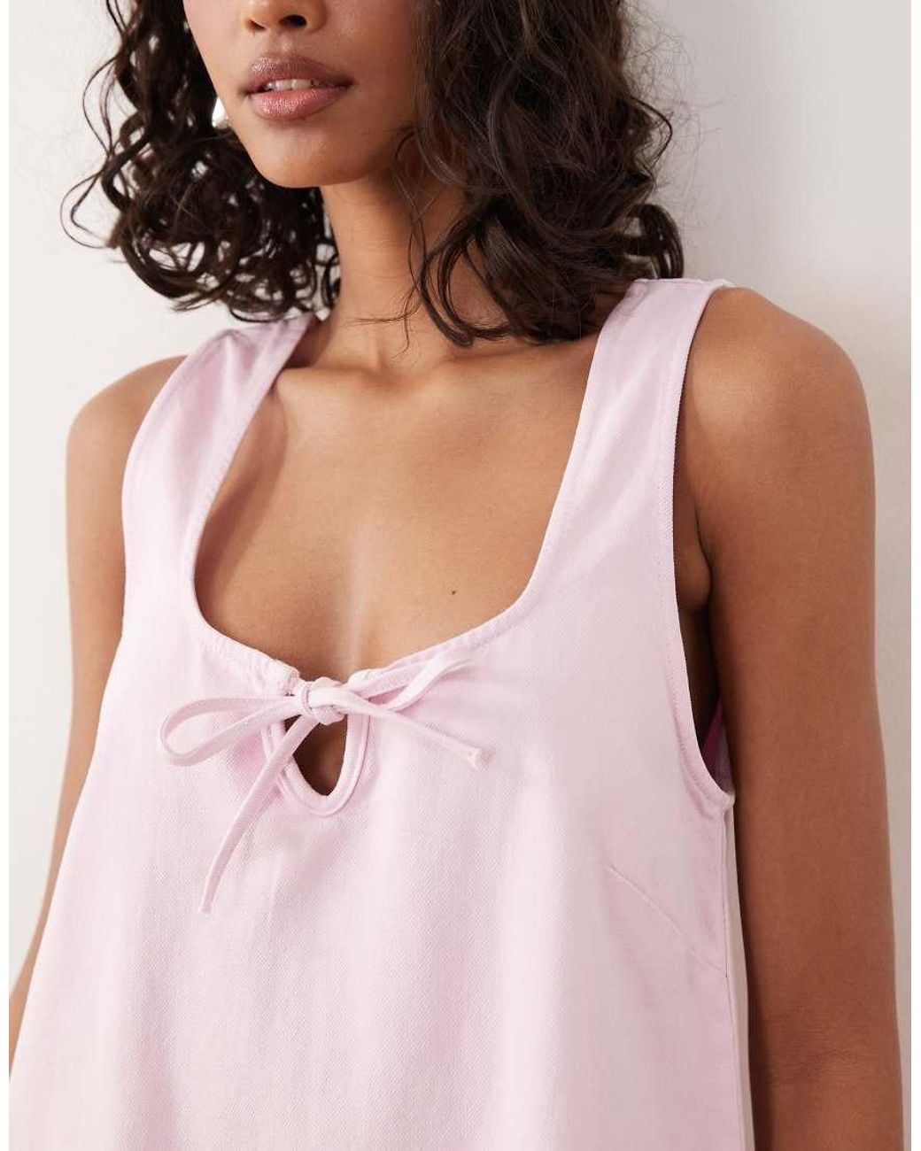 ASOS Pink Scoop Neck Tie Front Mini Dress