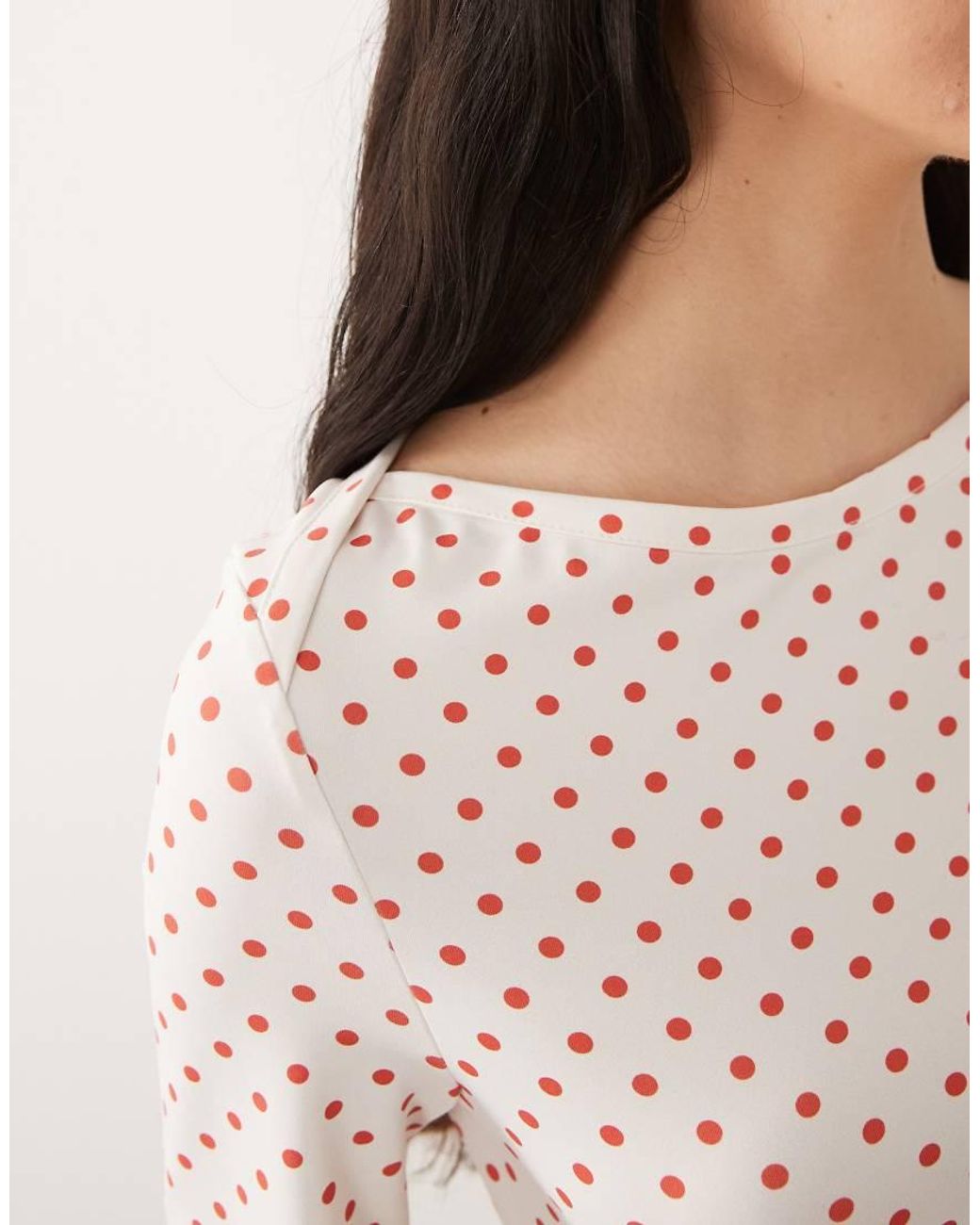 ASOS Natural 3/4 Sleeve Top With Boat Neck