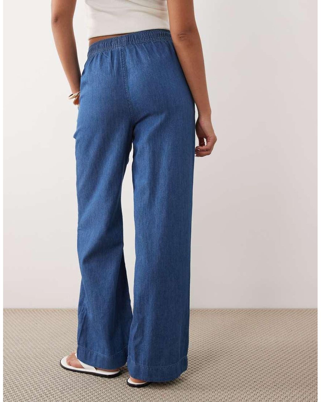 New Look Blue Wide Leg Chambray Denim Trousers