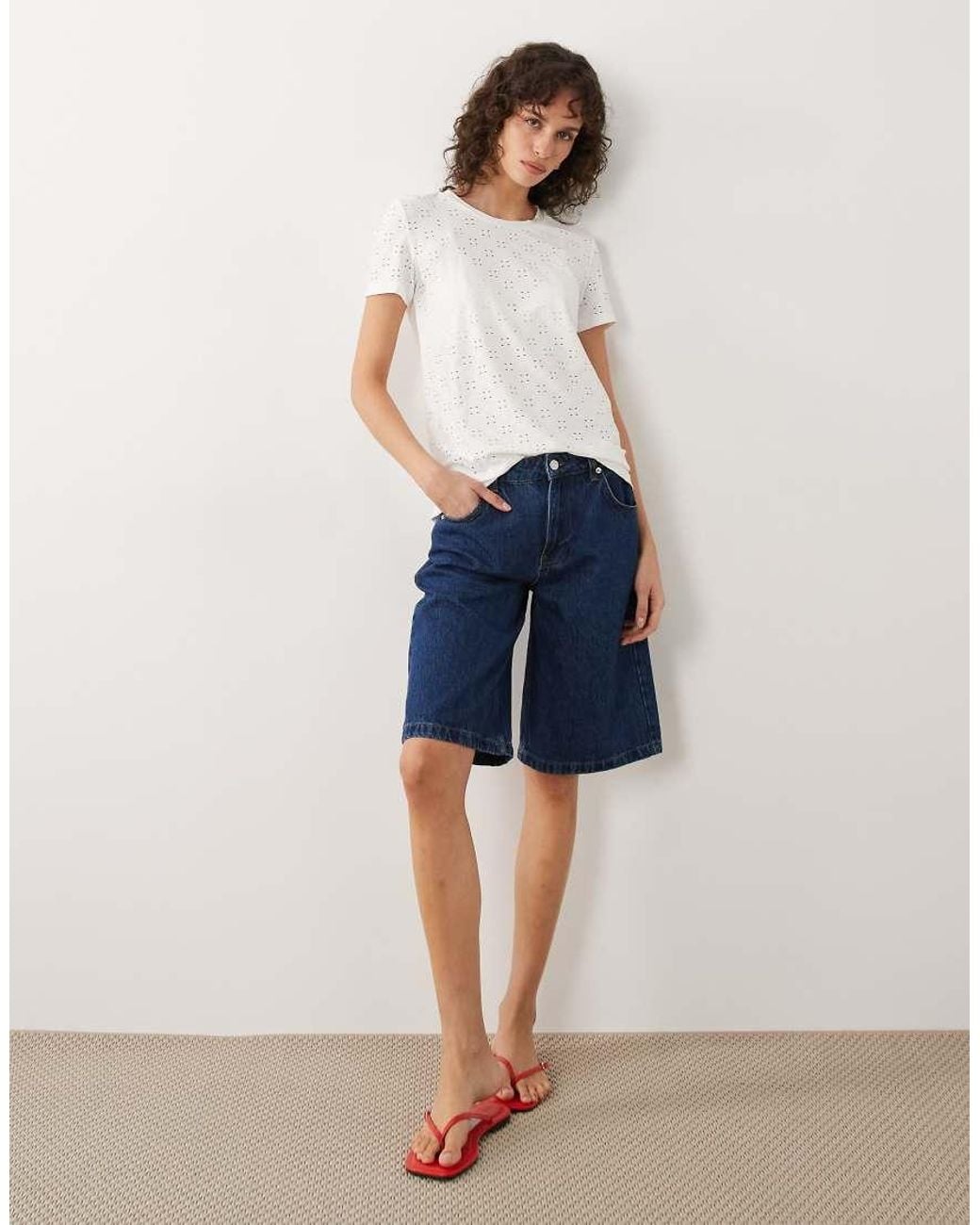 Jdy White Jersey Broderie T-Shirt