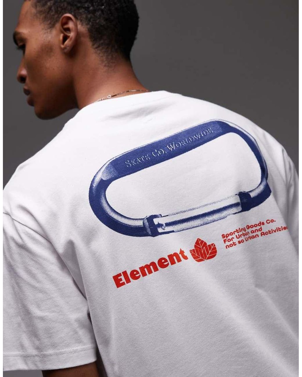 Element Gray Sporting Logo Back Print T-shirt for men