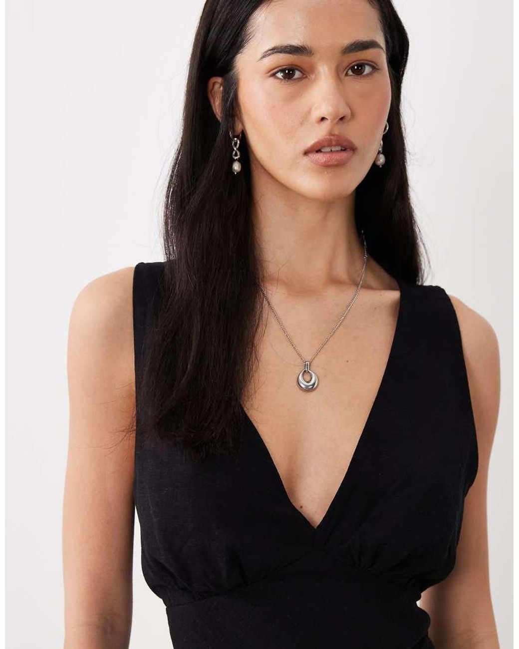 ASOS Black Linen Look Halter Top
